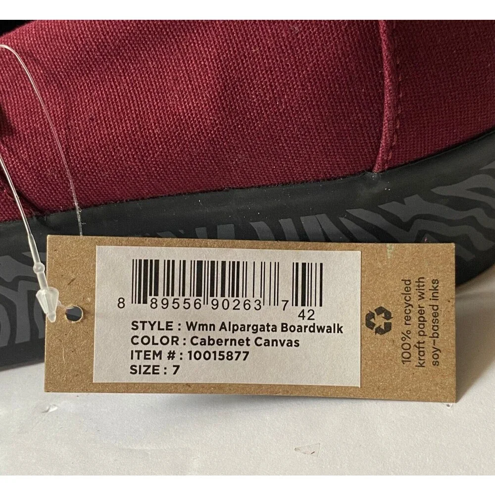 Toms Shoes Women's Size 7 Cabernet Canvas Alpargata Boardwalk NWT 🤩 HOST PICK! - Picture 6 of 14
